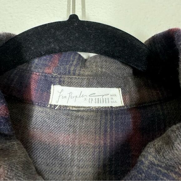 Free People x CP Shades Plaid Long Sleeve Flannel Tunic Top Button Front Medium - Picture 3 of 7